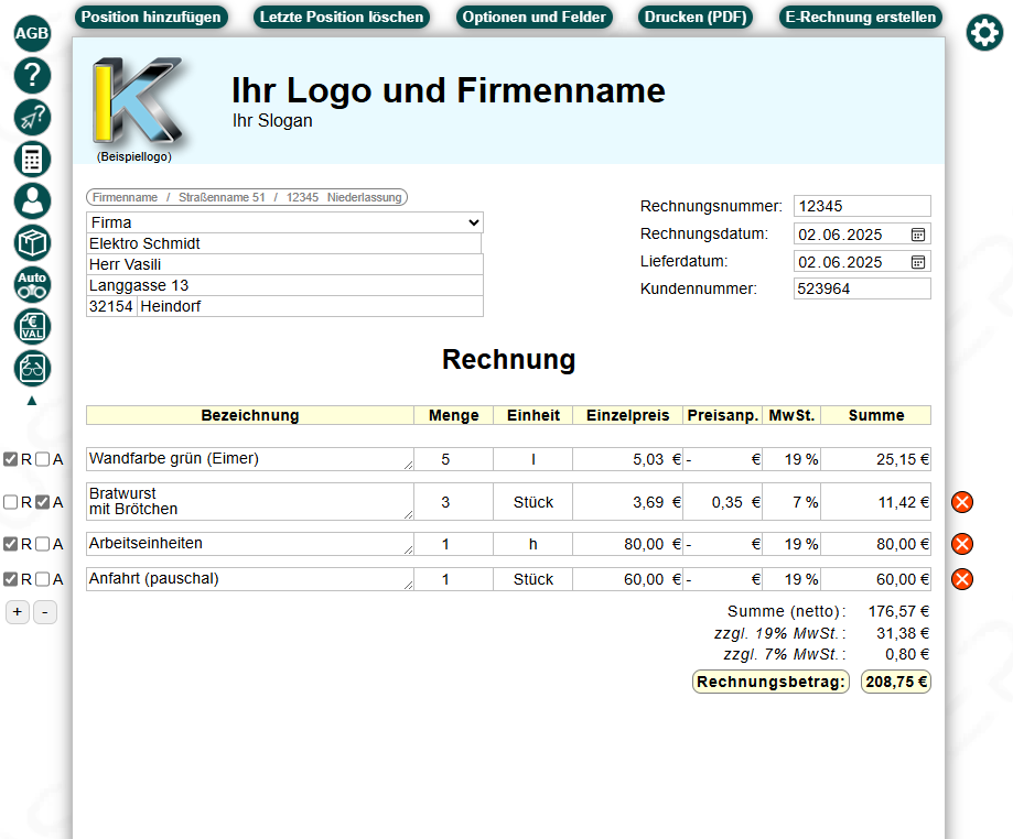 Formular Beispielrechnung