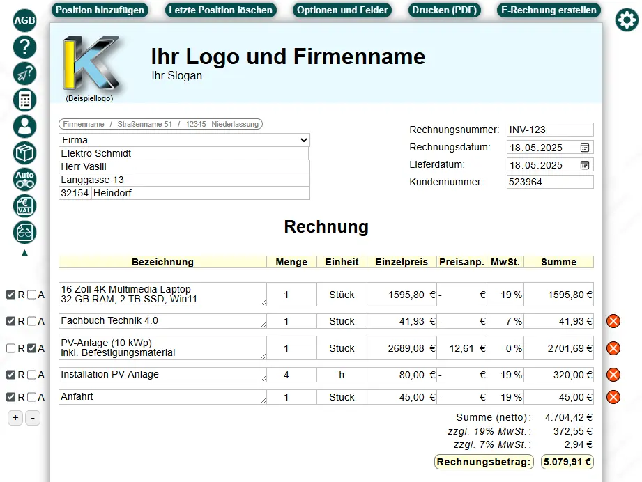 Formular Beispielrechnung